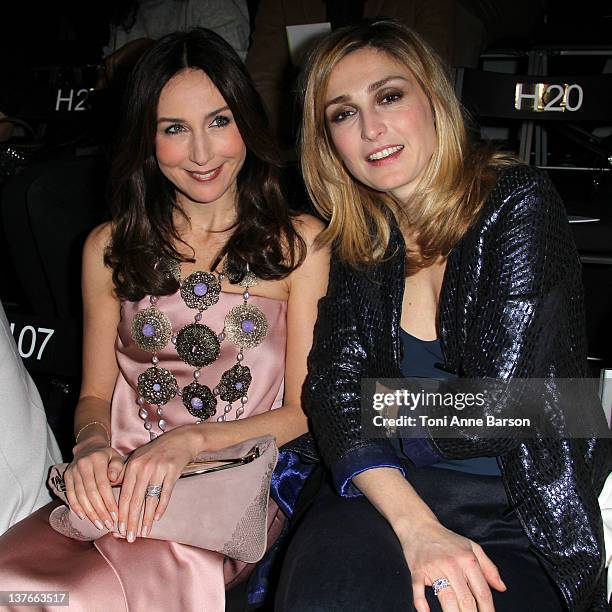 Elsa Zylberstein and Julie Gayet attends the Giorgio Armani Prive Haute-Couture 2012 show as part of Paris Fashion Week as part of Paris Fashion Week...