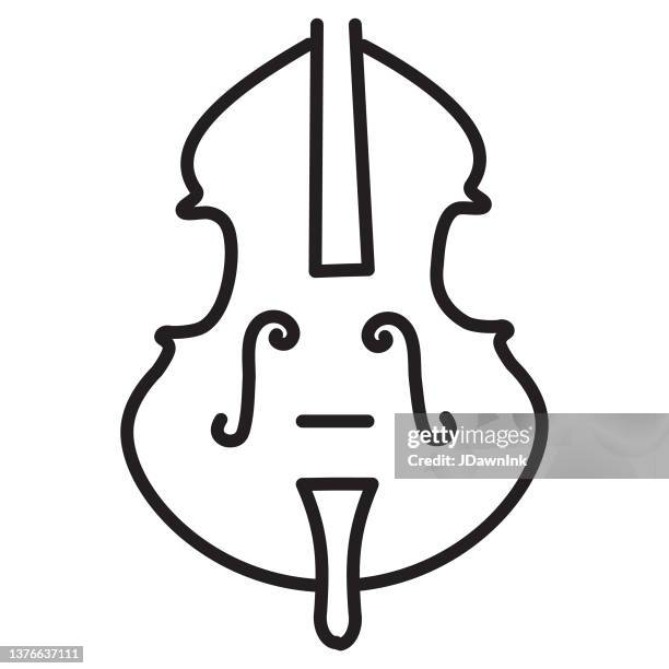 music store instrument cello thin line icon on white background - editable stroke - cello stock illustrations