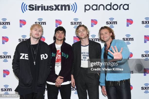 Michael Clifford, Calum Hood, Luke Hemmings and Ashton Irwin of 5 Seconds of Summer attend SiriusXM's Hits 1 On 1 With 5 Seconds Of Summer at...