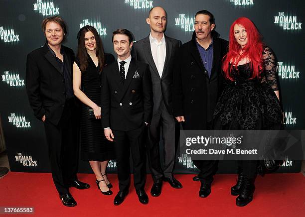 Actors Shaun Dooley, Liz White, Daniel Radcliffe, director James Watkins, Ciaran Hinds and screenwriter Jane Goldman attend the World Premiere of...