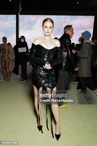 Madelaine Petsch attends the Balmain Womenswear Fall/Winter 2022/2023 show as part of Paris Fashion Week at Carreaux du Temple on March 02, 2022 in...