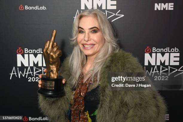 Brix Smith with the Music Moment Of The Year award at O2 Academy Brixton on March 02, 2022 in London, England.