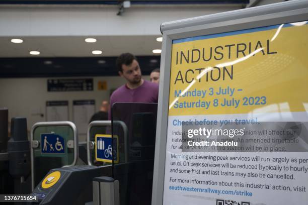 View from a train station as delays expected in train services due to industrial action by ASLEF union on June 30, 2023 in London, England. Around...