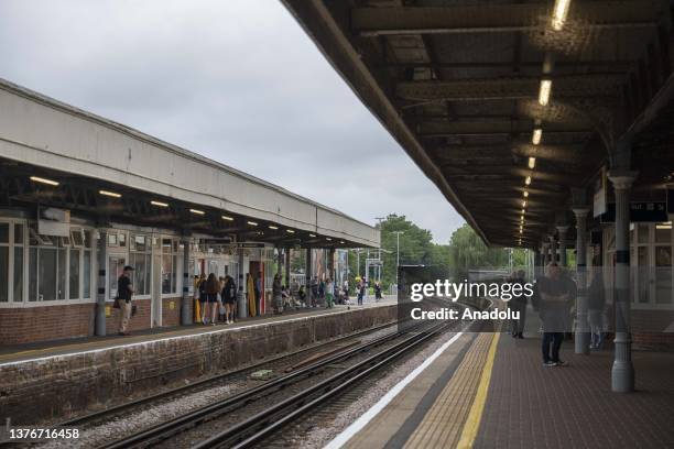 View from a train station as delays expected in train services due to industrial action by ASLEF union on June 30, 2023 in London, England. Around...