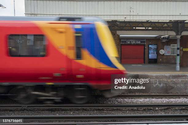 View from a train station as delays expected in train services due to industrial action by ASLEF union on June 30, 2023 in London, England. Around...