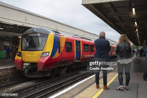 View from a train station as delays expected in train services due to industrial action by ASLEF union on June 30, 2023 in London, England. Around...