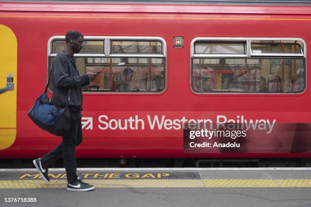 View from a train station as delays expected in train services due to industrial action by ASLEF union on June 30, 2023 in London, England. Around...