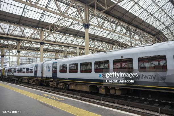 View from a train station as delays expected in train services due to industrial action by ASLEF union on June 30, 2023 in London, England. Around...