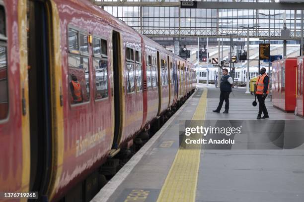 View from a train station as delays expected in train services due to industrial action by ASLEF union on June 30, 2023 in London, England. Around...