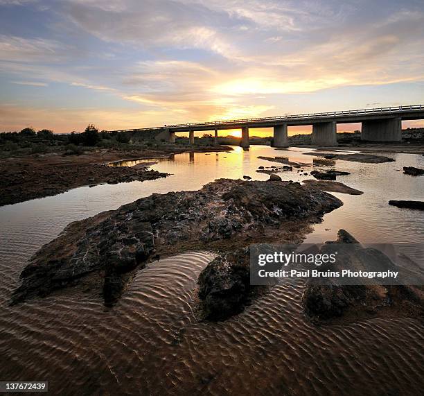 bridge over touws river at sunset - the karoo stock-fotos und bilder