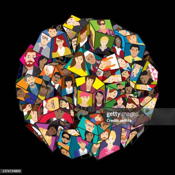 composition of abstract angular asymmetrical shapes, which contains people. - community icon solid stock illustrations