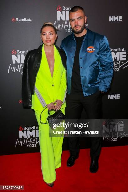 Paige Turley and Fin Tapp attend the NME Awards 2022 at O2 Academy Brixton on March 02, 2022 in London, England.