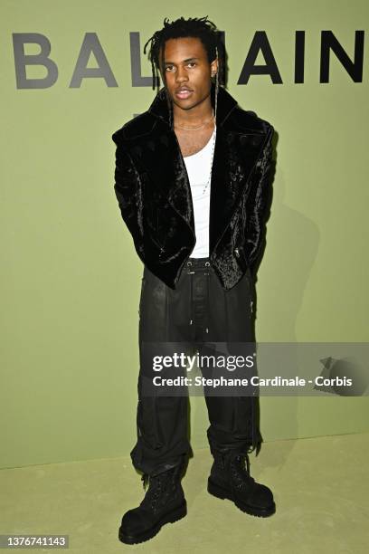 Kailand Morris attends the Balmain Womenswear Fall/Winter 2022/2023 show as part of Paris Fashion Week on March 02, 2022 in Paris, France.