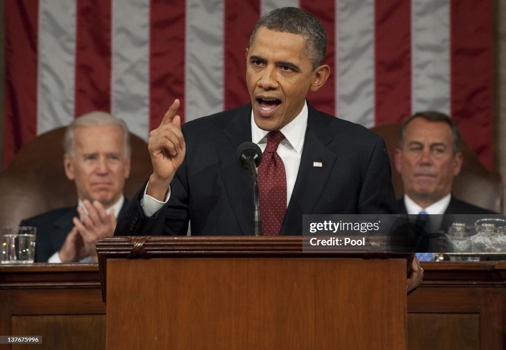 President Obama Addresses The Nation During State Of The Union Address