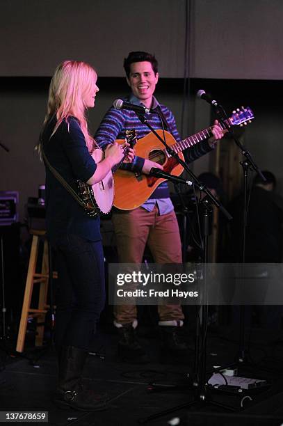 Singers Bailey Cooke and Jeremy Current perform at Day 5 of the Music Cafe during the 2012 Sundance Film Festival held at Sundance ASCAP Music Cafe...