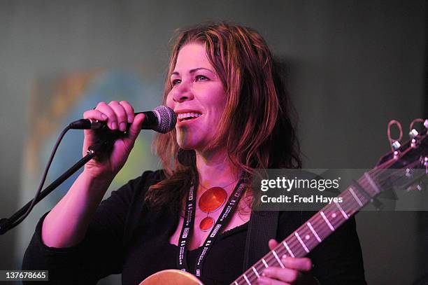 Dayna Kurtz performs at Day 5 of the Music Cafe during the 2012 Sundance Film Festival held at Sundance ASCAP Music Cafe on January 24, 2012 in Park...