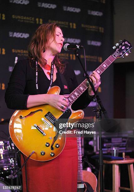 Dayna Kurtz performs at Day 5 of the Music Cafe during the 2012 Sundance Film Festival held at Sundance ASCAP Music Cafe on January 24, 2012 in Park...