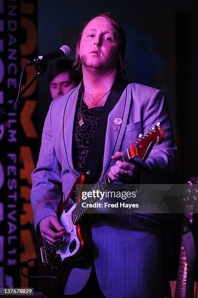 Singer James McCartney performs at Day 5 of the Music Cafe during the 2012 Sundance Film Festival held at Sundance ASCAP Music Cafe on January 24,...