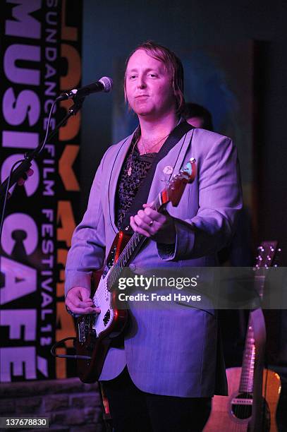Singer James McCartney performs at Day 5 of the Music Cafe during the 2012 Sundance Film Festival held at Sundance ASCAP Music Cafe on January 24,...