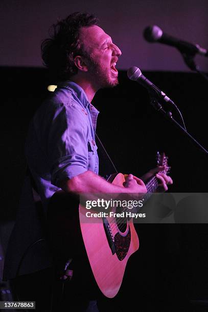 Musician Ryan Miller performs at Day 5 of the Music Cafe during the 2012 Sundance Film Festival held at Sundance ASCAP Music Cafe on January 24, 2012...
