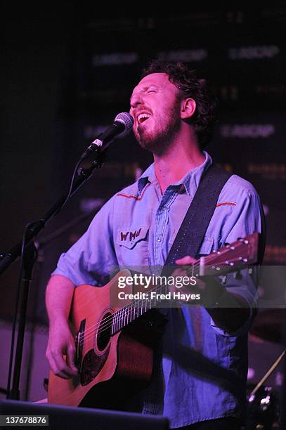 Musician Ryan Miller performs at Day 5 of the Music Cafe during the 2012 Sundance Film Festival held at Sundance ASCAP Music Cafe on January 24, 2012...