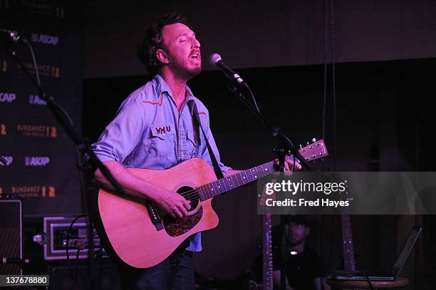 Musician Ryan Miller performs at Day 5 of the Music Cafe during the 2012 Sundance Film Festival held at Sundance ASCAP Music Cafe on January 24, 2012...