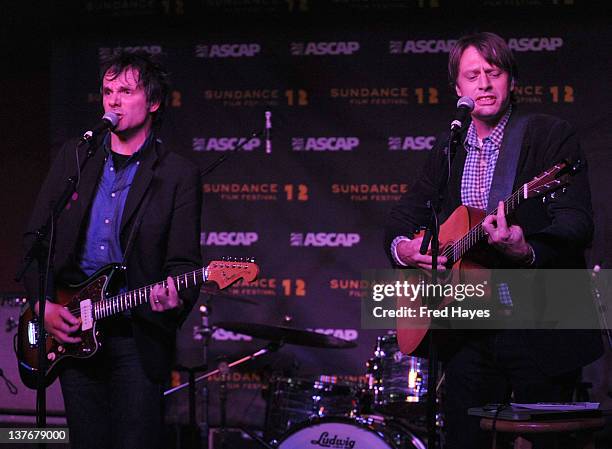 Mike Viola and Tim Adams perform at Day 5 of the Music Cafe during the 2012 Sundance Film Festival held at Sundance ASCAP Music Cafe on January 24,...