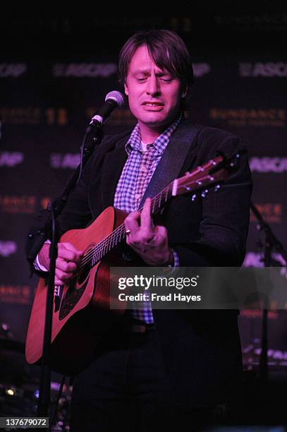 Tim Adams performs at Day 5 of the Music Cafe during the 2012 Sundance Film Festival held at Sundance ASCAP Music Cafe on January 24, 2012 in Park...