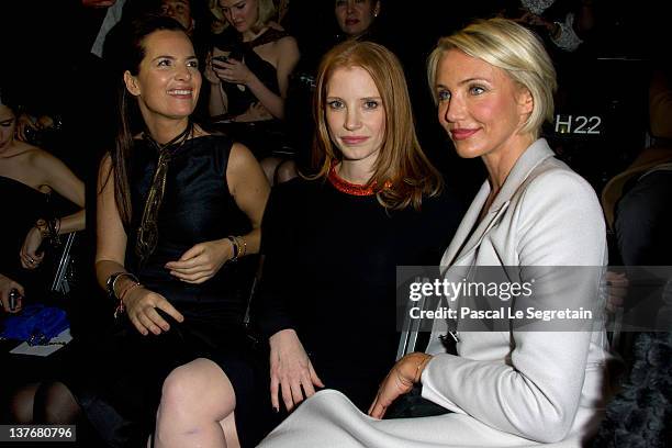 Roberta Armani, Jessica Chastain and Cameron Diaz attend the Giorgio Armani Prive Haute-Couture Spring / Summer 2012 show as part of Paris Fashion...