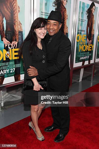 Actor Giancarlo Esposito and Terry Barone attend the "One for the Money" premiere at the AMC Loews Lincoln Square on January 24, 2012 in New York...