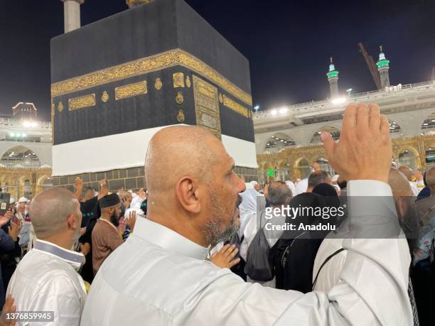 Pilgrims worship and circumambulate around the Kaaba after fulfilling the Hajj pilgrimage in Mecca, Saudi Arabia on July 01, 2023.
