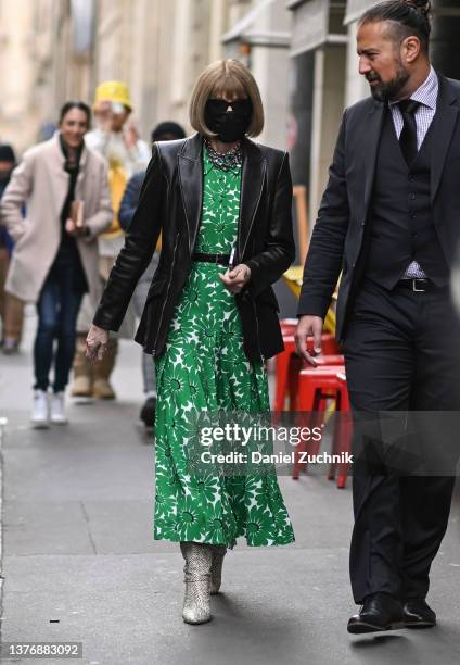 Anna Wintour is seen outside The Row show during Paris Fashion Week A/W 2022 on March 02, 2022 in Paris, France.