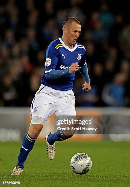 Kenny Miller of Cardiff City runs with the ball during the Carling Cup Semi Final second leg match between Cardiff City and Crystal Palace at Cardiff...