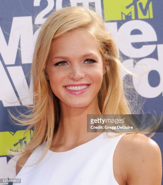 Actress/model Erin Heatherton arrives at the 2011 MTV Movie Awards at the Gibson Amphitheatre on June 5, 2011 in Universal City, California.