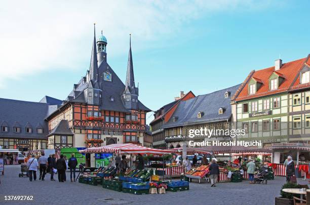 germany, wernigerode - marktplatz stock-fotos und bilder