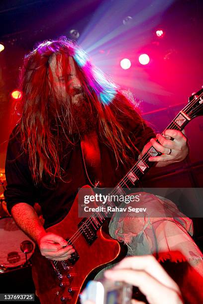 Mark Morton of Lamb of God performs at Irving Plaza on January 24, 2012 in New York City.