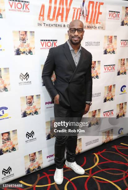 Vernon Davis attends the "A Day To Die" New York Screening at AMC Magic Johnson Harlem on March 02, 2022 in New York City.
