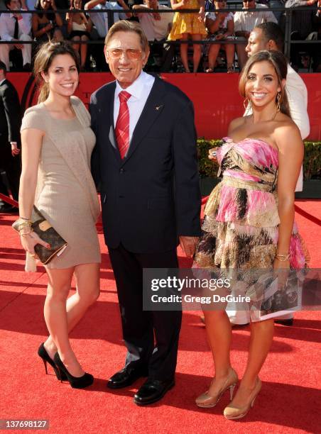 Joe Namath and daughter's Jessica Grace and Olivia Rose arrive at the 2010 ESPY Awards at the Nokia Theatre L.A. Live on July 14, 2010 in Los...