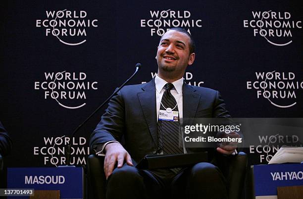 Moez Masoud, Islamic scholar and preacher at Al-Tareeq Al-Sah Institute in Egypt, speaks during a session on day one of the World Economic Forum in...