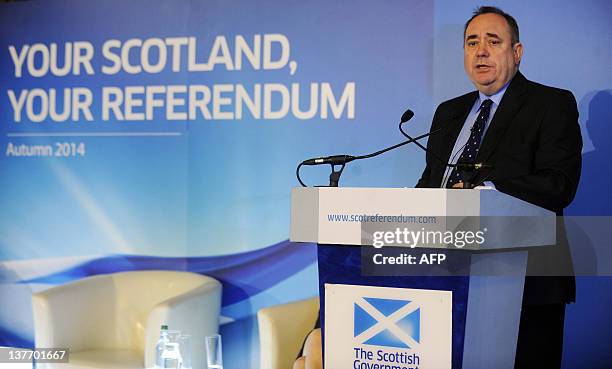 First Minister of Scotland Alex Salmond gives a speech to launch the consultation for an independence referendum in the Great Hall of Edinburgh...
