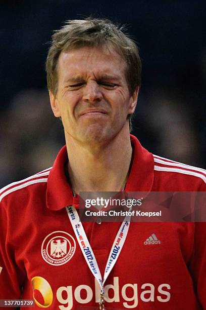 Head coach Martin Heuberger of Germany looks dejected after losing 32-33 the the Men's European Handball Championship second round group one match...