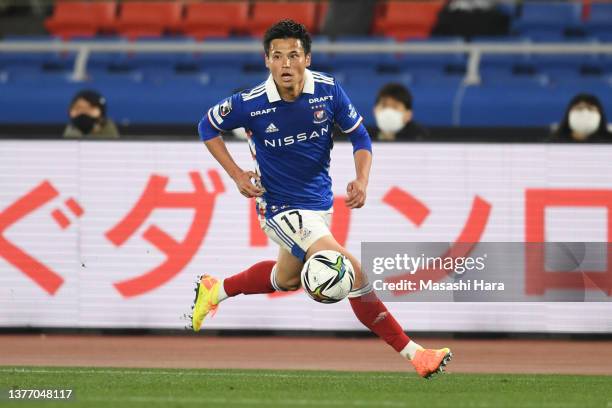 Ryo Miyaichi of Yokohama F.Marinos in action during the J.LEAGUE Meiji Yasuda J1 10th Sec. Match between Yokohama F･Marinos and Vissel Kobe at Nissan...