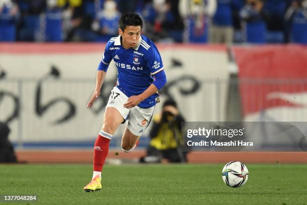 Ryo Miyaichi of Yokohama F.Marinos in action during the J.LEAGUE Meiji Yasuda J1 10th Sec. Match between Yokohama F･Marinos and Vissel Kobe at Nissan...