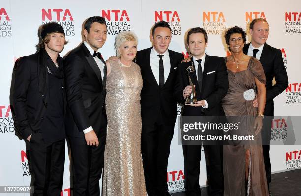 Dougie Poynter, Mark Wright, Crissy Rock, Anthony McPartlin, Declan Donnelly, Fatima Whitbread and Antony Cotton pose with their Best Reality...