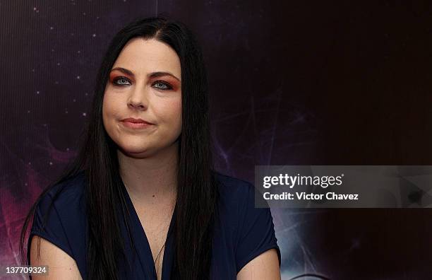 Singer/pianist Amy Lee of Evanescence attends a press conference at Hotel Camino Real on January 25, 2012 in Mexico City, Mexico.