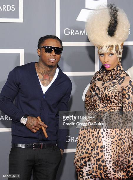 Lil Wayne and Nicki Minaj arrive for the 53rd Annual GRAMMY Awards at the Staples Center, February 13, 2011 in Los Angeles, California.