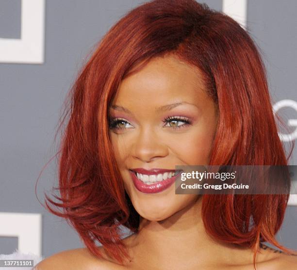 Rihanna arrives for the 53rd Annual GRAMMY Awards at the Staples Center, February 13, 2011 in Los Angeles, California.