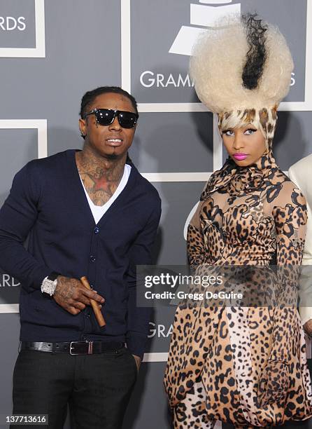 Lil Wayne and Nicki Minaj arrive for the 53rd Annual GRAMMY Awards at the Staples Center, February 13, 2011 in Los Angeles, California.