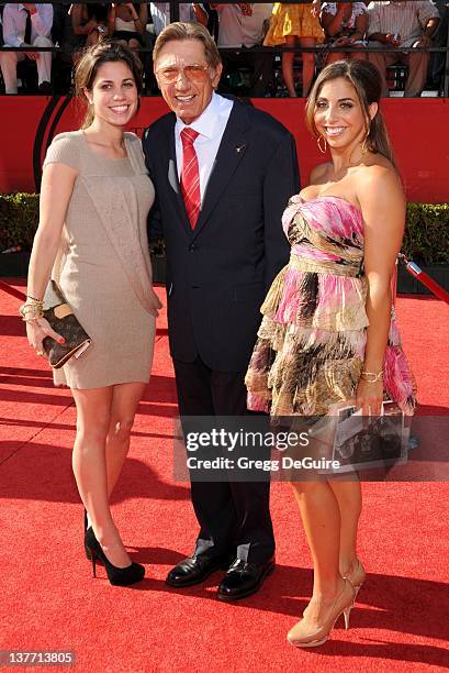 Joe Namath and daughter's Jessica Grace and Olivia Rose arrive at the 2010 ESPY Awards at the Nokia Theatre L.A. Live on July 14, 2010 in Los...