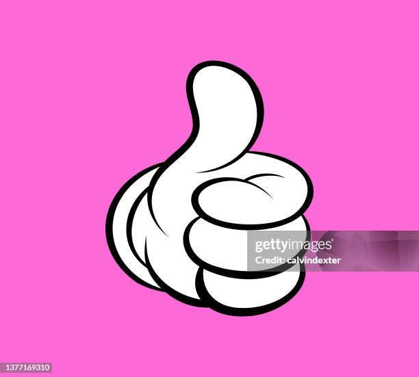 thumbs up cartoon style drawing - thumbs up stock illustrations